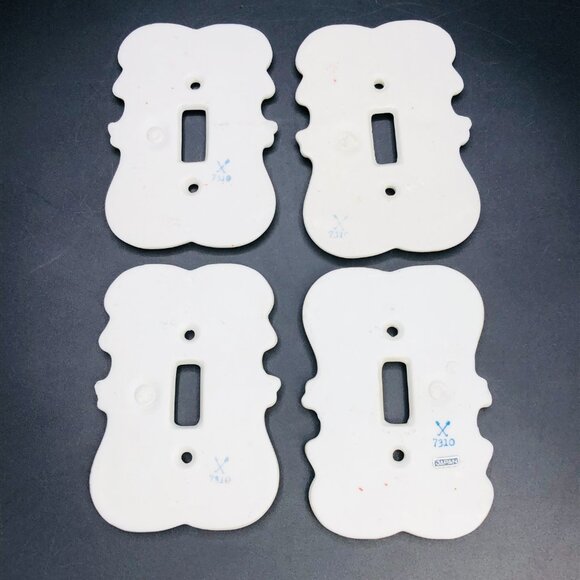 Vintage 60s Japan Victorian Floral Porcelain Toggle Switch Plate Covers Set of 4 - Picture 5 of 8